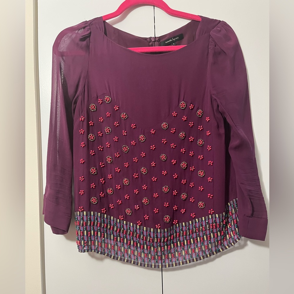 Nanette Lepore hand beaded purple top - size 4/ small